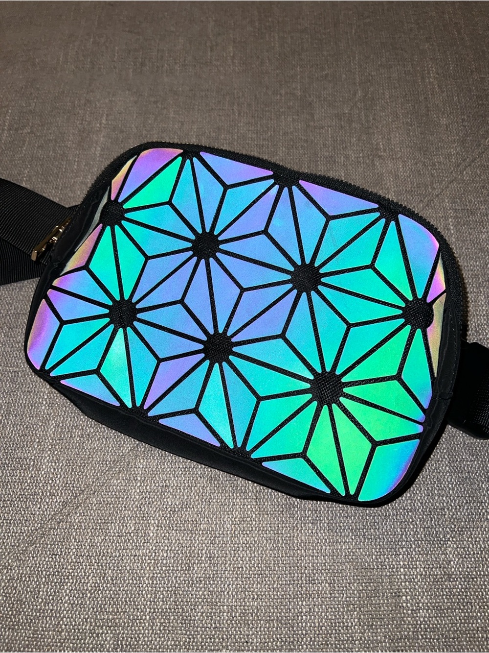 Iridescent Geometric Crossbody Bag in Green-Blue